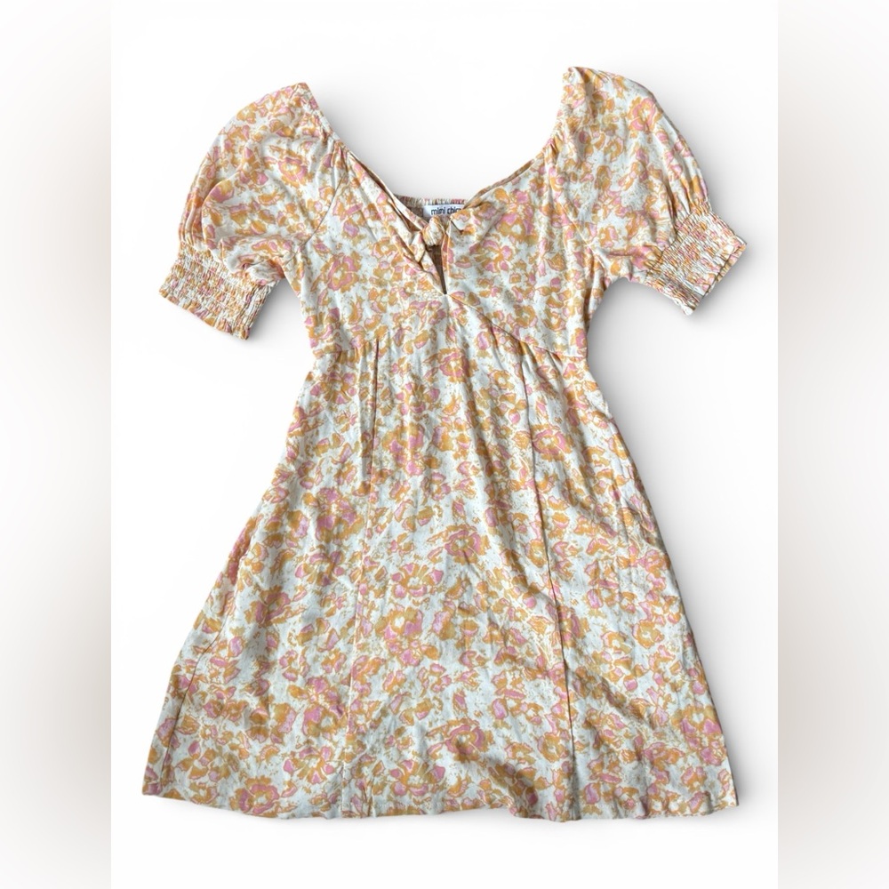 Floral cottagecore Mini Dress in Pink and Cream size small